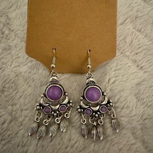 Purple and silver earrings